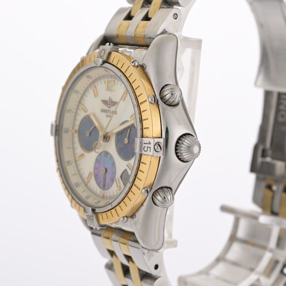 Breitling Chrono Cockpit D30012 Mother of Pearl Dial 37mm 18k Gold Watch - Picture 3 of 11